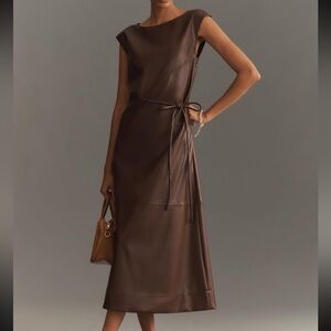 NWT Anthropologie leather midi dress